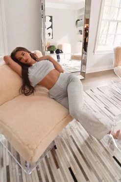 Fashion Nova Net And Chill Set - Heather Grey