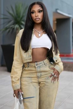 Fashion Nova No Bad Days Acid Wash Denim Jacket - Acid Wash Matching Separates