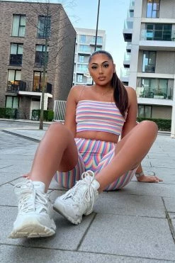 Fashion Nova Past Chick Biker Short Set - Pink/combo