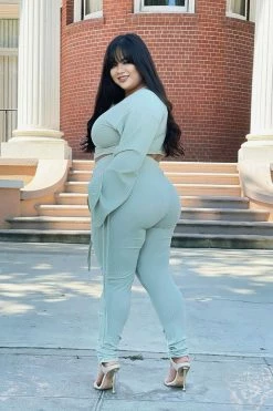 Fashion Nova Rest Up Ribbed Legging Set - Sage Legging Sets