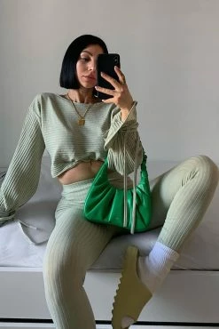 Fashion Nova Rest Up Ribbed Legging Set - Sage Legging Sets