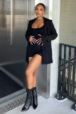 Fashion Nova Matching Separates Sasha Open Front Blazer - Black