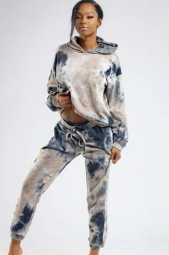 Fashion Nova Skip A Beat Tie Dye Hoodie And Jogger Set - Black/combo