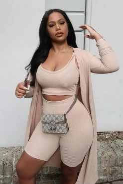Fashion Nova Sunday Blessings Biker Short Matching Set - Mocha Biker Short Sets