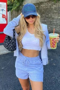 Fashion Nova Sweatshirt Sets The OG Trendsetter Velour Short Set - Heather Grey