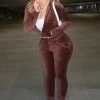 Fashion Nova The Original Trendsetter Velour Set - Chocolate Sweatshirt Sets