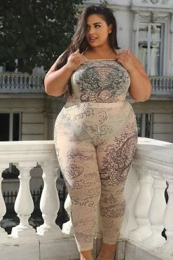 Fashion Nova Legging Sets Time To Slay Mesh Legging Set - Nude/combo