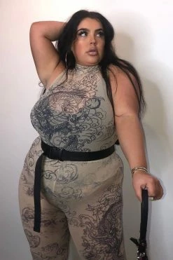 Fashion Nova Legging Sets Time To Slay Mesh Legging Set - Nude/combo