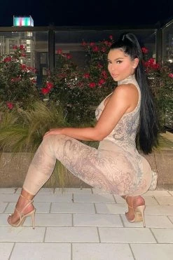 Fashion Nova Legging Sets Time To Slay Mesh Legging Set - Nude/combo