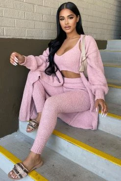 Fashion Nova Living In It 3 Piece Legging Set - Pink Legging Sets